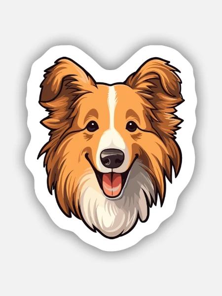 Sheltie Hunderasse Karikatur Kawaii Illustration - Sticker Größe S (10 x 10 cm) - Mattweiß