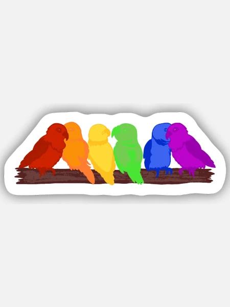 Regenbogen der Vögel - Sticker Größe S (10 x 10 cm) - Mattweiß