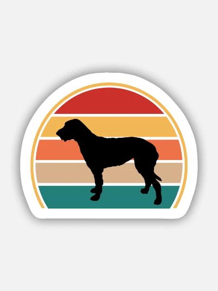 Irischer Wolfshund Hund Liebe Silhouette Vintage Sonnenuntergang - Sticker Größe S (10 x 10 cm) - Mattweiß