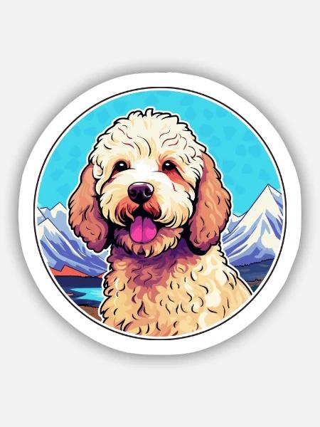 Lagotto Romagnolo Hunderasse Cartoon Kawaii Waterco - Sticker Größe S (10 x 10 cm) - Mattweiß