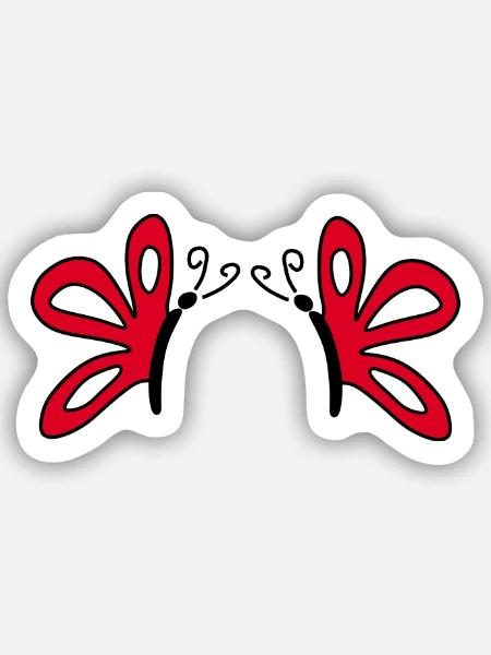 Rote Schmetterlinge Geschenk für sie - Sticker Größe S (10 x 10 cm) - Mattweiß