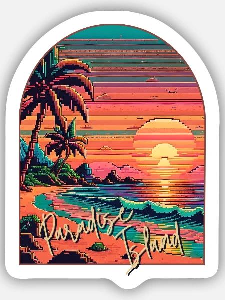 Paradies-Insel - Sticker Größe S (10 x 10 cm) - Mattweiß