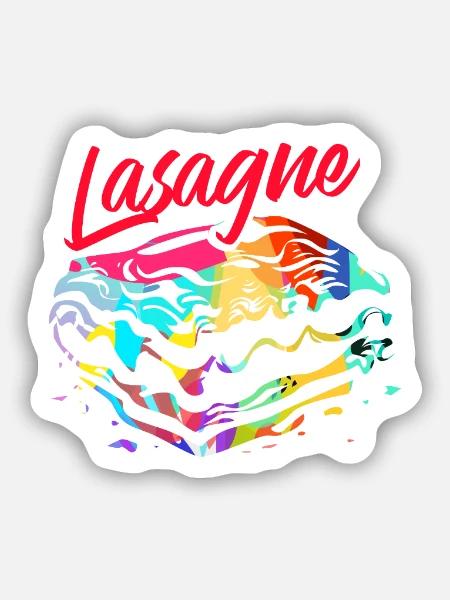 Überbackene Lasagne Familienessen - Sticker Größe S (10 x 10 cm) - Mattweiß