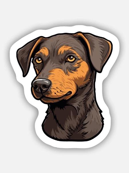Patterdale Terrier Hunderasse Cartoon Kawaii Illust - Sticker Größe S (10 x 10 cm) - Mattweiß