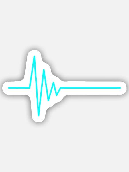 Herzschlag EKG Wasserblau - Sticker Größe S (10 x 10 cm) - Mattweiß