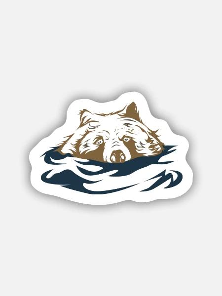 Wasserfreudiger Grizzlybär Waldsee - Sticker Größe S (10 x 10 cm) - Mattweiß