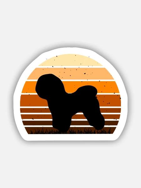 Bichon Frise Hundeliebhaber Silhouette Vintage Sonnenuntergang - Sticker Größe S (10 x 10 cm) - Mattweiß
