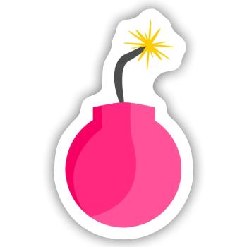 Bombe Symbol Rosa - Sticker Größe S (10 x 10 cm) - Mattweiß - Vorne