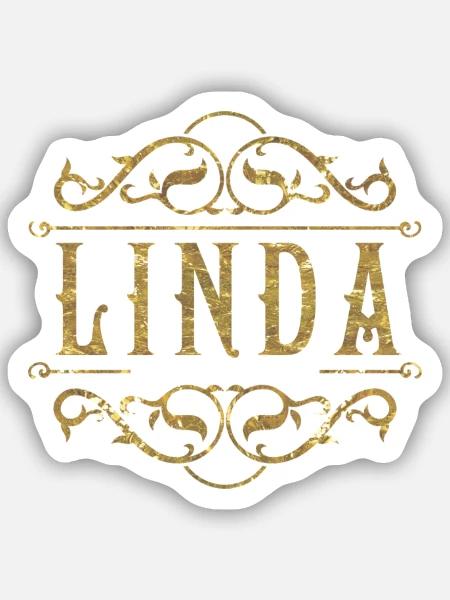 Linda gold - Sticker Größe S (10 x 10 cm) - Mattweiß