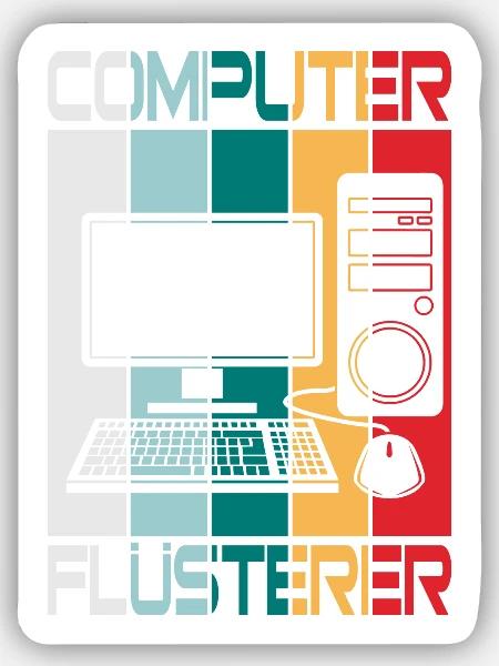 Computer Flüsterer - Sticker Größe S (10 x 10 cm) - Mattweiß