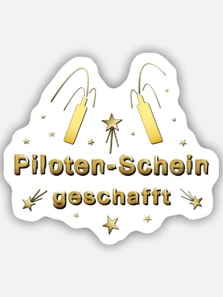 Pilotenschein Pilot Pilotenausbildung PPL - Sticker Größe S (10 x 10 cm) - Mattweiß