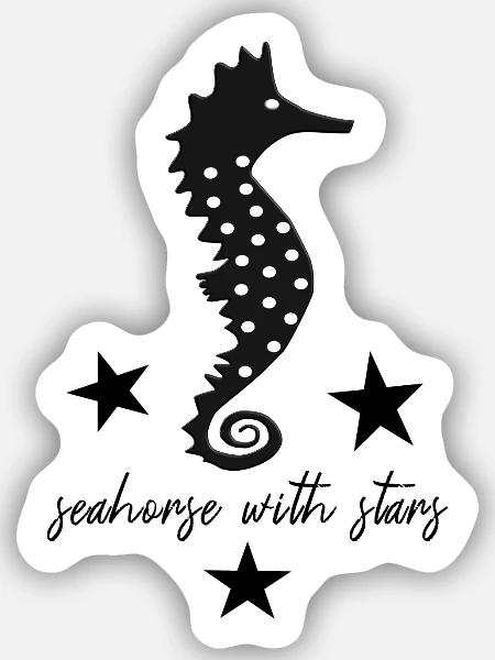 schwarzes Seepferd schwarzes Seepferdchen - Sticker Größe S (10 x 10 cm) - Mattweiß