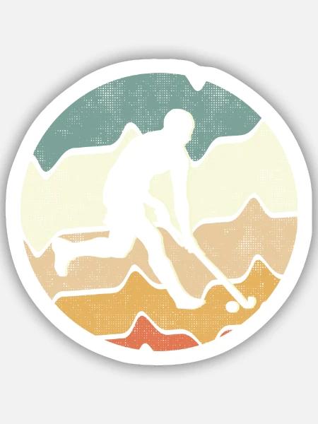 Feldhockey Spieler Hockeyspieler Retro Hockey - Sticker Größe S (10 x 10 cm) - Mattweiß