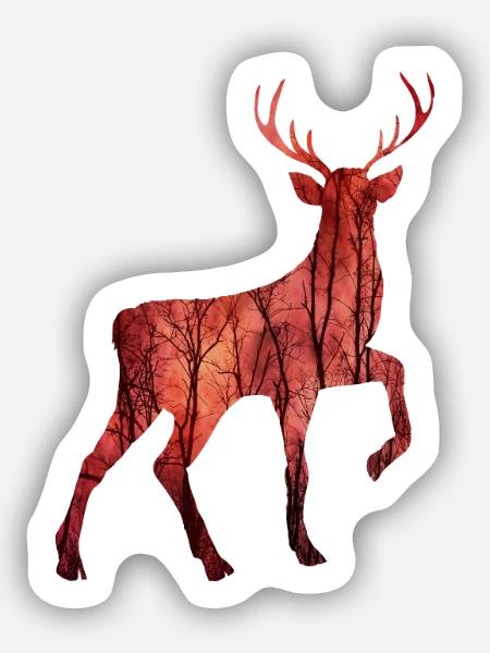 Hirsch - Sticker Größe S (10 x 10 cm) - Mattweiß