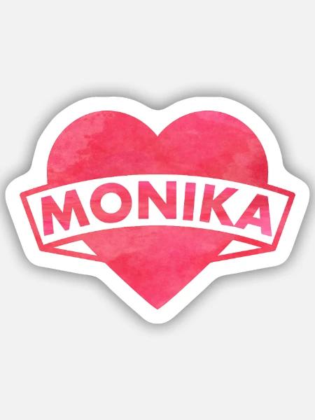 Monika Herz Banner Pink - Sticker Größe S (10 x 10 cm) - Mattweiß