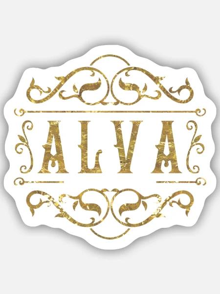 Alva gold - Sticker Größe S (10 x 10 cm) - Mattweiß