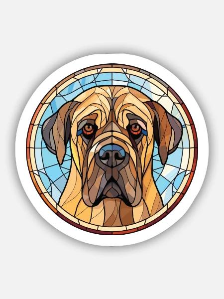 Englische Doggen-Hunderasse Aquarell-Illustration - Sticker Größe S (10 x 10 cm) - Mattweiß