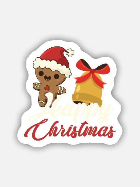 Weihnachten Lebkuchen Weihnachtsglocke Xmas - Sticker Größe S (10 x 10 cm) - Mattweiß