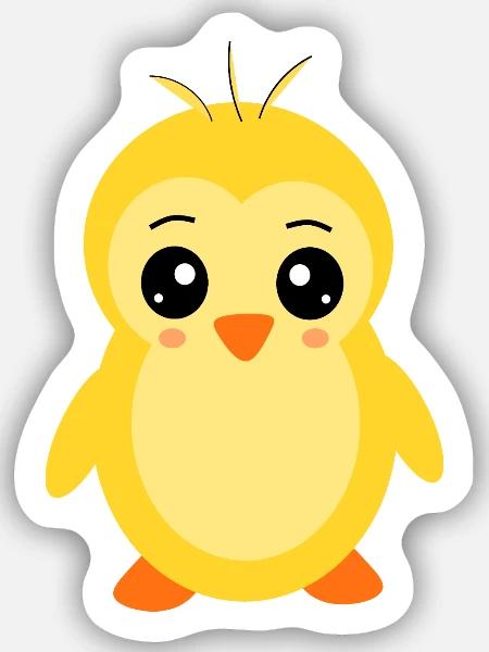 Kawaii Küken Geschenk Geburt Baby Babyparty Taufe - Sticker Größe S (10 x 10 cm) - Mattweiß
