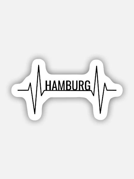 Hamburg Hansestadt Herzschlag - Sticker Größe S (10 x 10 cm) - Mattweiß