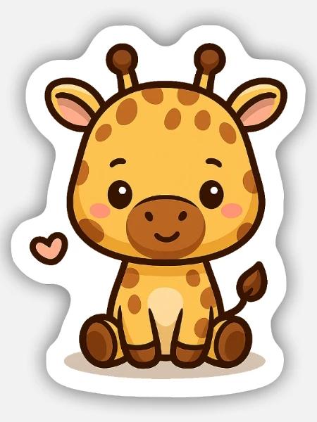 Kleine Giraffe – süß & freundlich - Sticker Größe S (10 x 10 cm) - Mattweiß