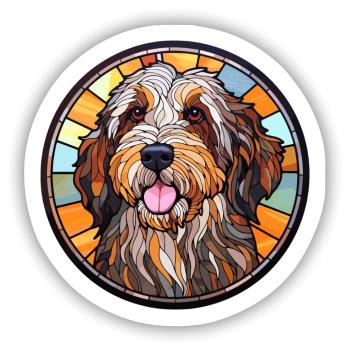 Picardie Schäferhund Hunderasse Buntglas Bunt - Sticker Größe S (10 x 10 cm) - Mattweiß - Vorne