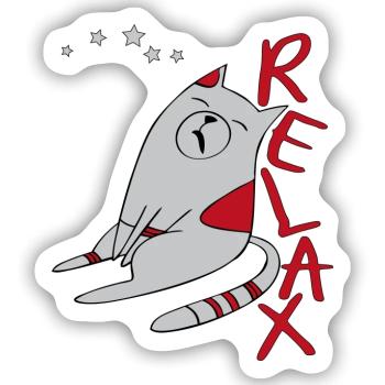 Katze beim Relaxen - Sticker Größe S (10 x 10 cm) - Mattweiß - Vorne
