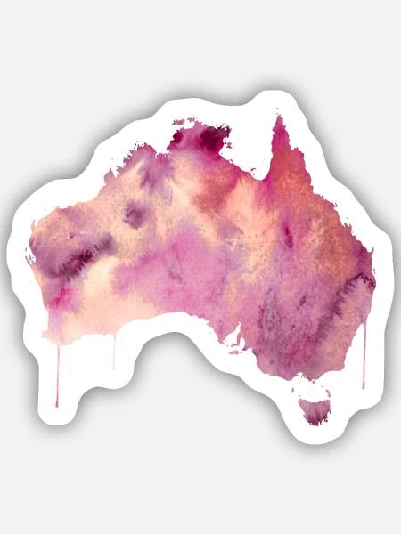 Australien Pink - Sticker Größe S (10 x 10 cm) - Mattweiß