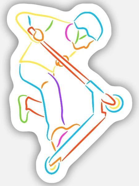 Stunt Scooter Tricks Bunt Tretroller - Sticker Größe S (10 x 10 cm) - Mattweiß