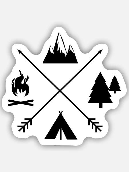 Campingzeit individuell schwarz - Sticker Größe S (10 x 10 cm) - Mattweiß