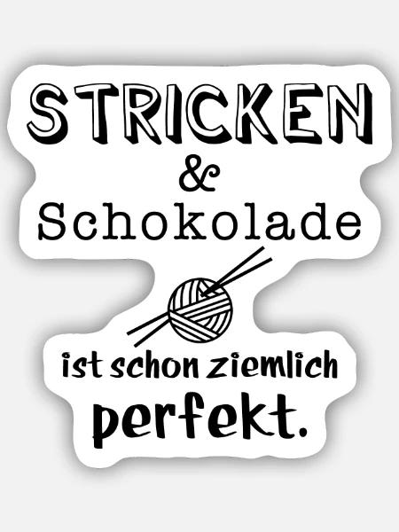 stricken und schokolade - Sticker Größe S (10 x 10 cm) - Mattweiß