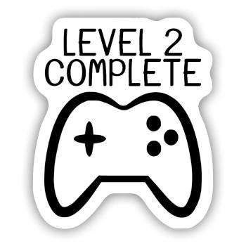 Level 2 abgeschlossen - Sticker Größe S (10 x 10 cm) - Mattweiß - Vorne