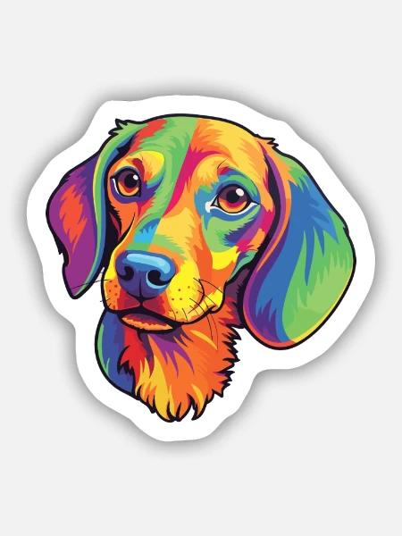 Miniatur Dackel Hunderasse Cartoon Kawaii Illus - Sticker Größe S (10 x 10 cm) - Mattweiß
