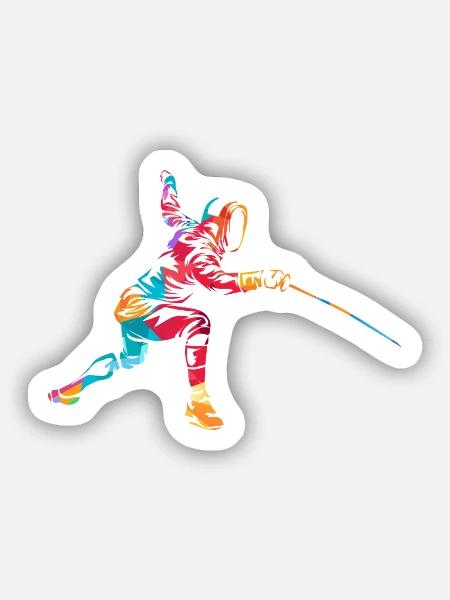 Rasender Degenfechter Turnierstart - Sticker Größe S (10 x 10 cm) - Mattweiß