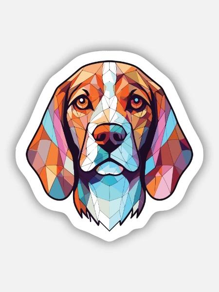 Beagle Hund Buntes Aquarell Tier Illustration - Sticker Größe S (10 x 10 cm) - Mattweiß