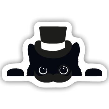 Top Hut Katze Monokel - Sticker Größe S (10 x 10 cm) - Mattweiß - Vorne