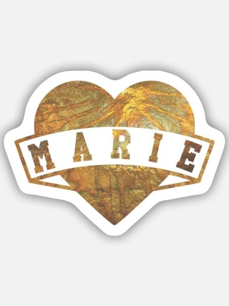 Marie Herzen Gold - Sticker Größe S (10 x 10 cm) - Mattweiß