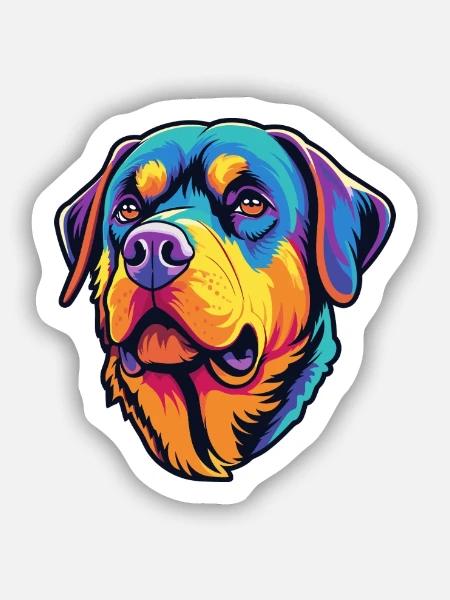 Rottweiler Hunderasse Cartoon Kawaii Illustration - Sticker Größe S (10 x 10 cm) - Mattweiß