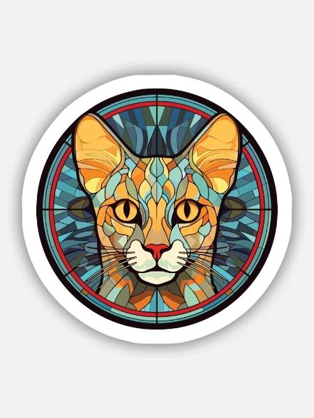 Ocicat Hauskatze Bunte Aquarell-Karikatur - Sticker Größe S (10 x 10 cm) - Mattweiß