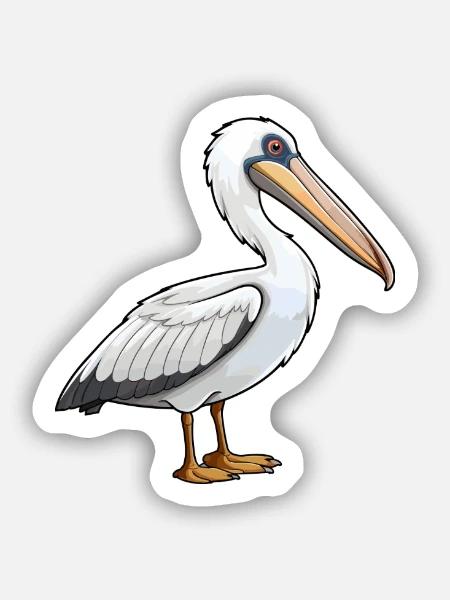 Pelikan Niedliche Karikatur Kawaii Aquarell Tier Haustier - Sticker Größe S (10 x 10 cm) - Mattweiß