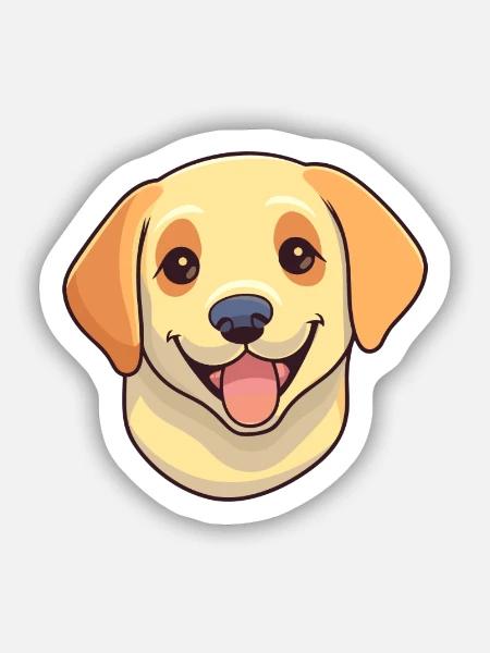 Labrador Retriever Hund Rasse Aquarell Karikatur Ka - Sticker Größe S (10 x 10 cm) - Mattweiß