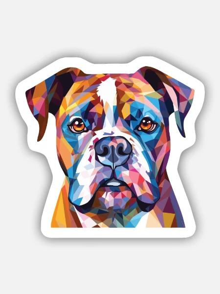 Amerikanische Bulldogge Hunderasse Aquarell Illustration - Sticker Größe S (10 x 10 cm) - Mattweiß