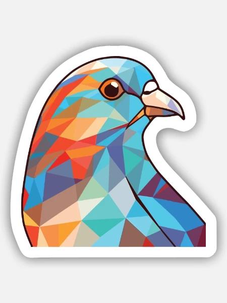 Taube bunte Aquarell-Tier-Haustier-Illustration - Sticker Größe S (10 x 10 cm) - Mattweiß