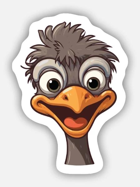 Emu-Karikatur-Kawaii-Aquarell-Illustration - Sticker Größe S (10 x 10 cm) - Mattweiß