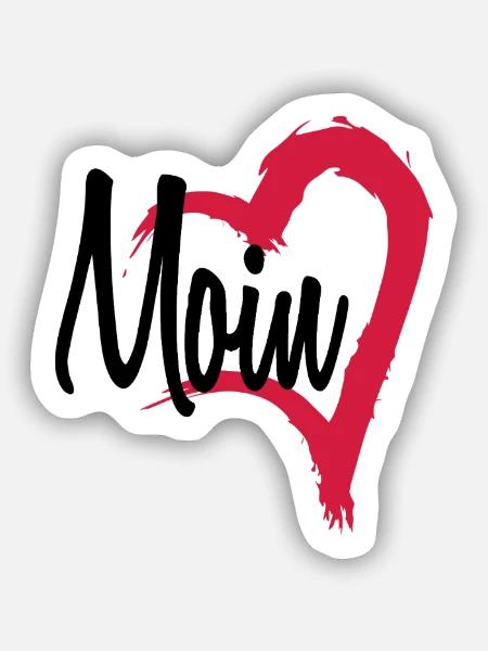 Moin Herz - Sticker Größe S (10 x 10 cm) - Mattweiß