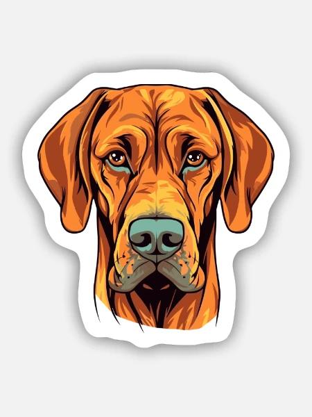 Rhodesian Ridgeback Hunderasse Aquarell Karikatur K - Sticker Größe S (10 x 10 cm) - Mattweiß