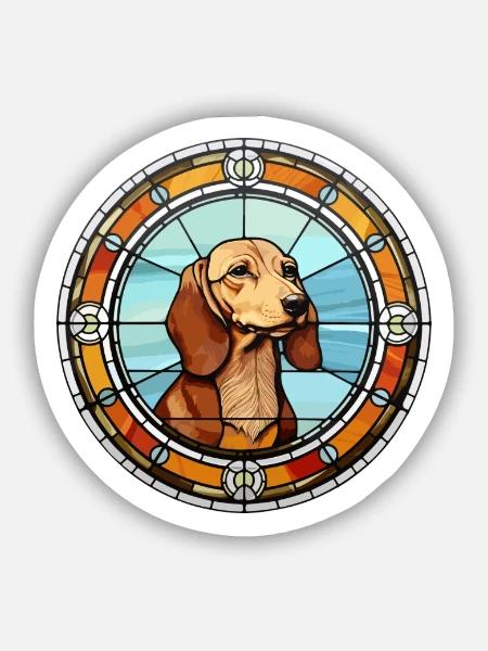 Westfälische Dachsbracke Hunderasse Buntglas Co - Sticker Größe S (10 x 10 cm) - Mattweiß