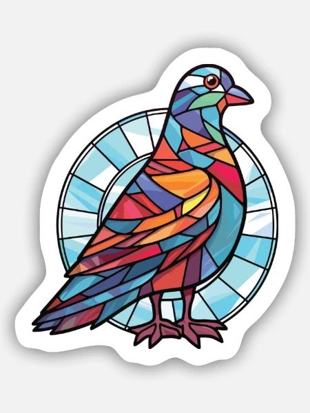 Taube Buntes Aquarell Tier Haustier Illustration - Sticker Größe S (10 x 10 cm) - Mattweiß