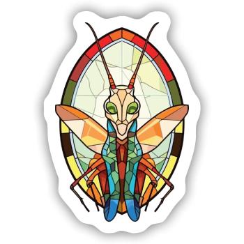 Gottesanbeterin Bunte Aquarell-Tier-Karikatur - Sticker Größe S (10 x 10 cm) - Mattweiß - Vorne