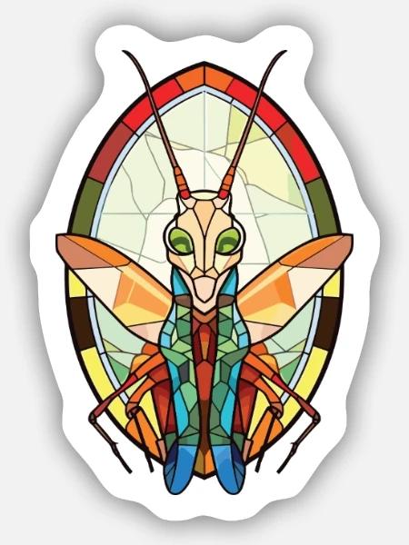 Gottesanbeterin Bunte Aquarell-Tier-Karikatur - Sticker Größe S (10 x 10 cm) - Mattweiß
